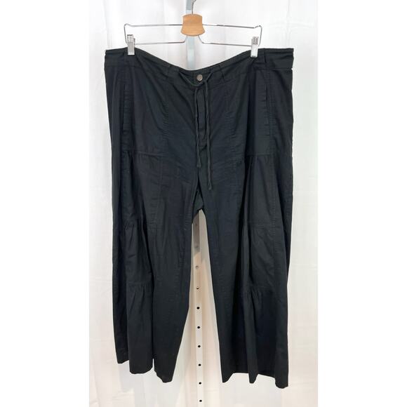 SOFT SURROUNDINGS 1X Plus Terrace Pants Tiered Wide Leg Stretch Cotton Black - Picture 1 of 8